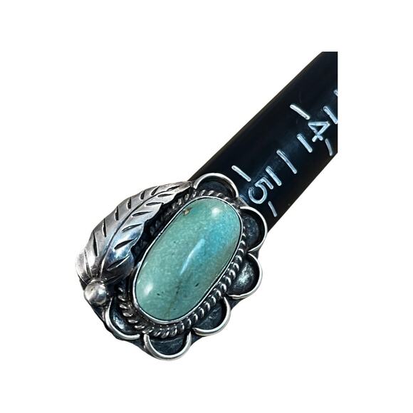 Vintage Green Turquoise Ring, Native American Indian Ring Sz 6.5 - Picture 9 of 12